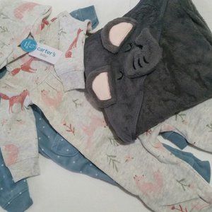 9M Baby girl Hooded 2 piece set and Elephant Hooded Towel